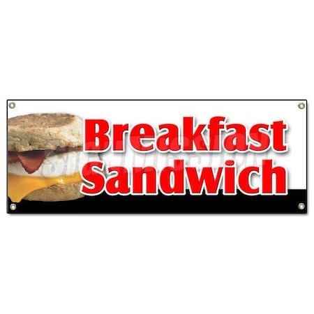 Signmission BREAKFAST SANDWICH BANNER SIGN sausage bacon bagel croissant cheese muffin B-Breakfast Sandwich